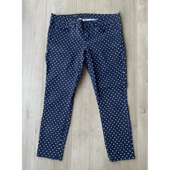 J. Crew Pants - J.Crew Sz 32 Toothpick Skinny Ankle Pants in Navy With White Dots Size